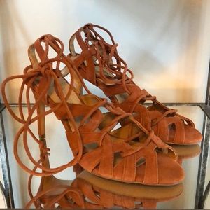 NWOT Burnt Orange Lace Up Sandal